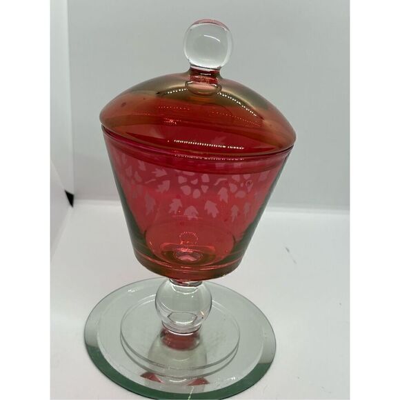 VTG Paden City Glass 10” Ruby Red Flash Glass Compote Apothecary Jar Candy Dish - Picture 3 of 9
